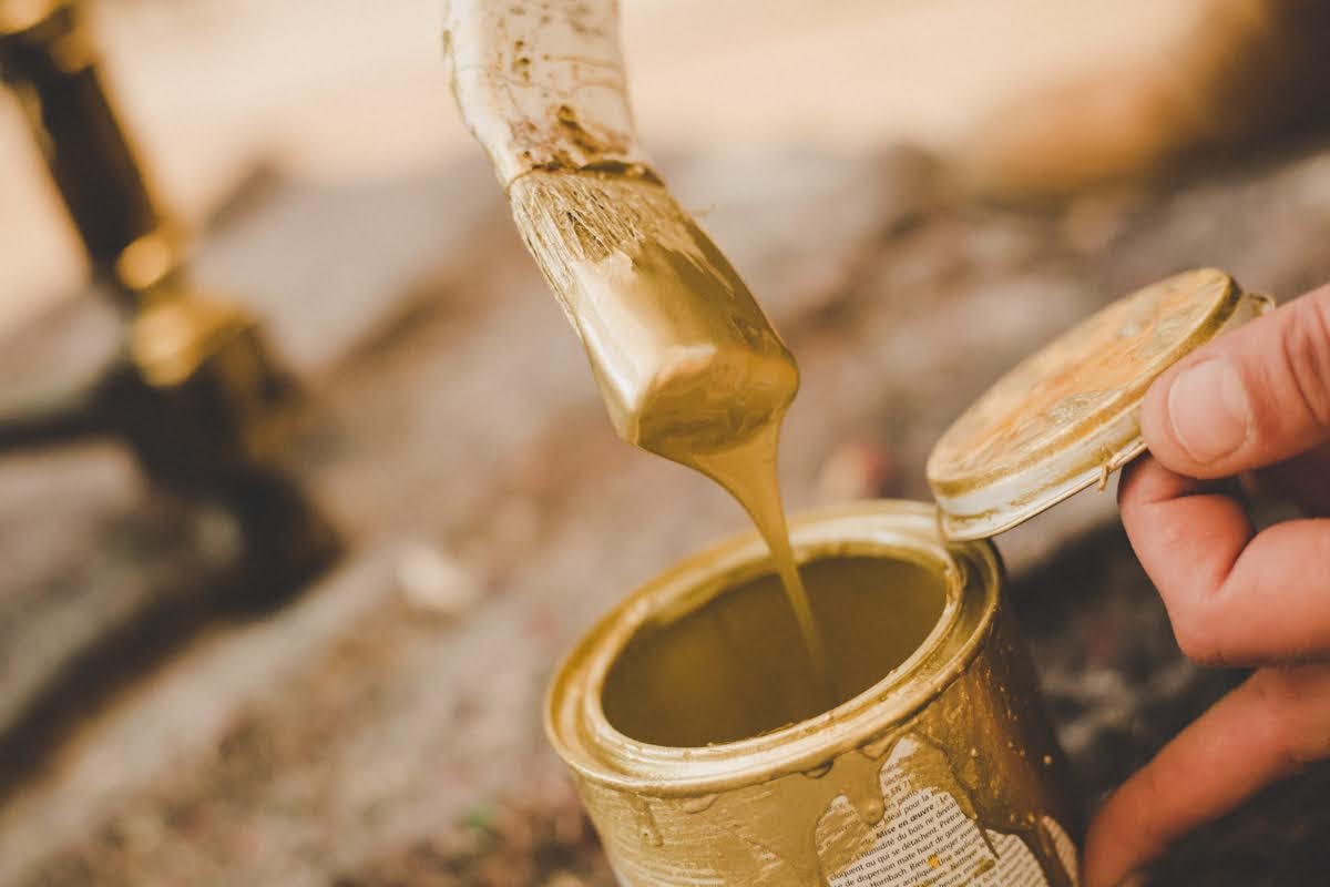 Kunst Pinsel Gold Eimer